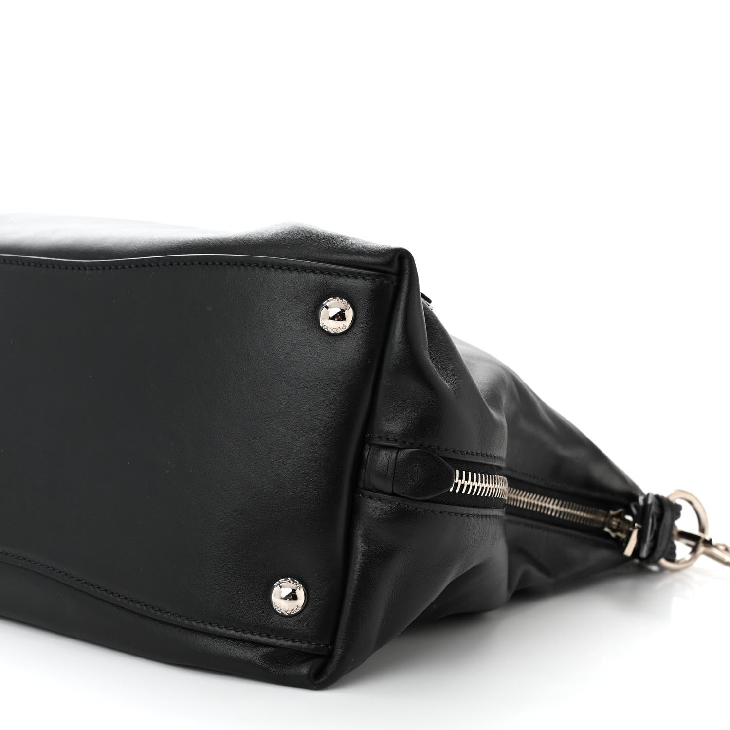 Prada Soft Calf Side Zip Hobo Black 10 of 10