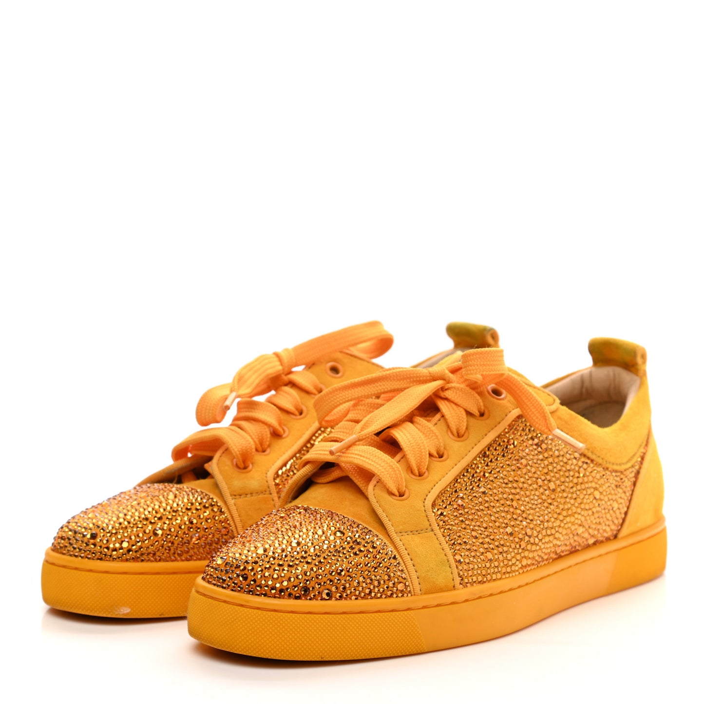 Calfskin Veau Velours Strass Louis Junior Flat Sneakers 41 Topaz