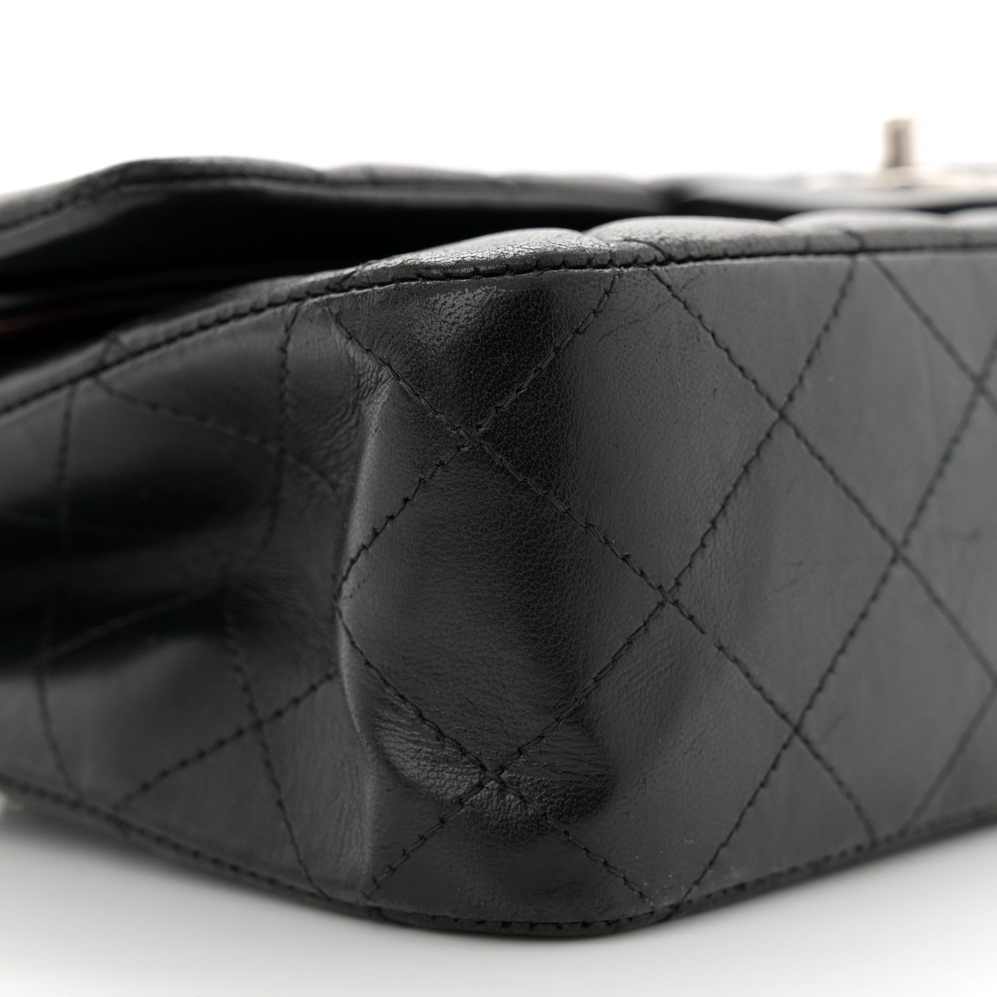 Lambskin Quilted Medium Double Flap Black