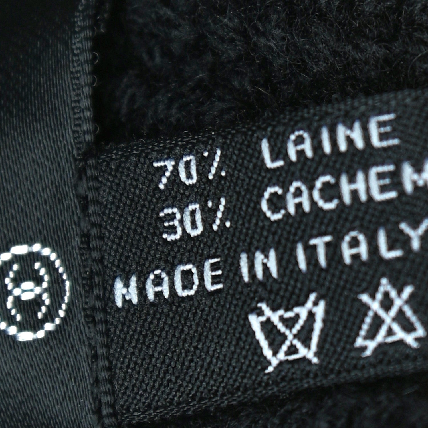 Chanel Wool Cashmere CC Beanie Hat Light Black White 10 of 16
