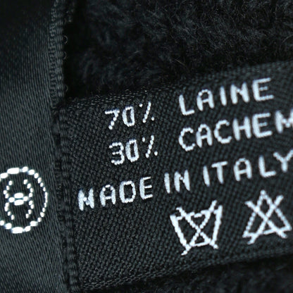 Chanel Wool Cashmere CC Beanie Hat Light Black White 10 of 16