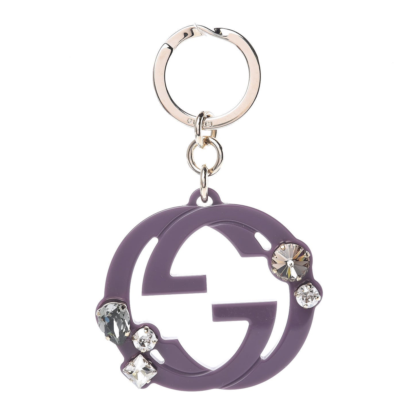 Crystal Resin Interlocking G Key Charm Purple
