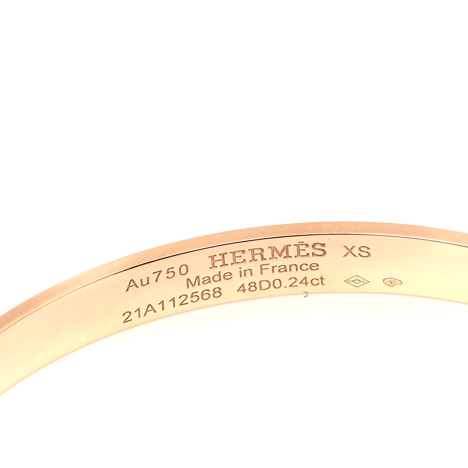 Hermes 18K Rose Gold Diamond PM Collier De Chien Bracelet XS 4 of 4