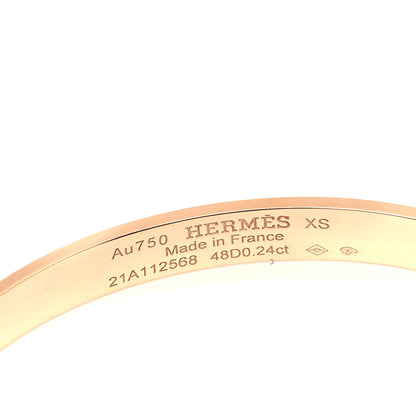 Hermes 18K Rose Gold Diamond PM Collier De Chien Bracelet XS 4 of 4