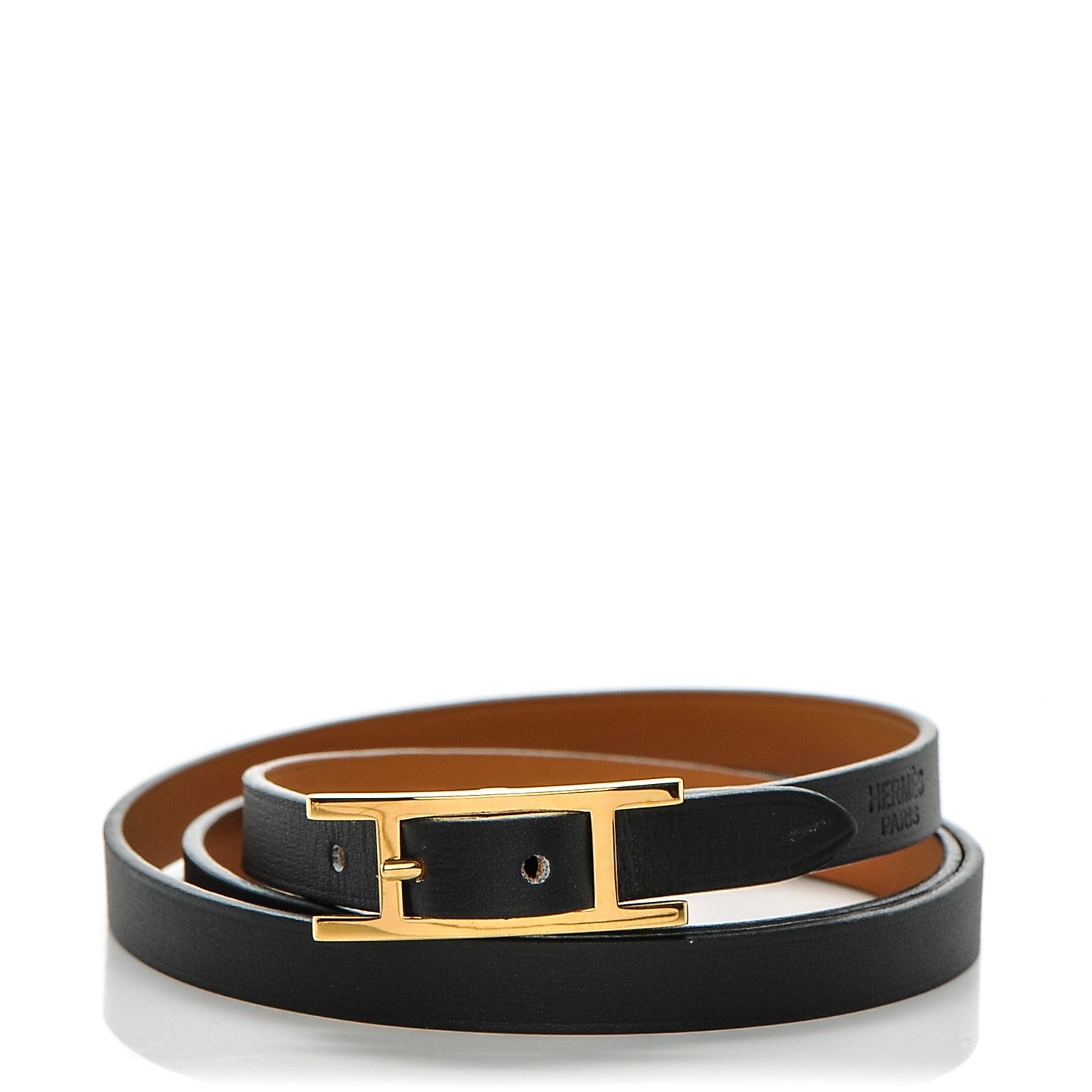 Hermes Chamonix Hapi 3MM Triple Tour Wrap Bracelet Small Black 1 of 7