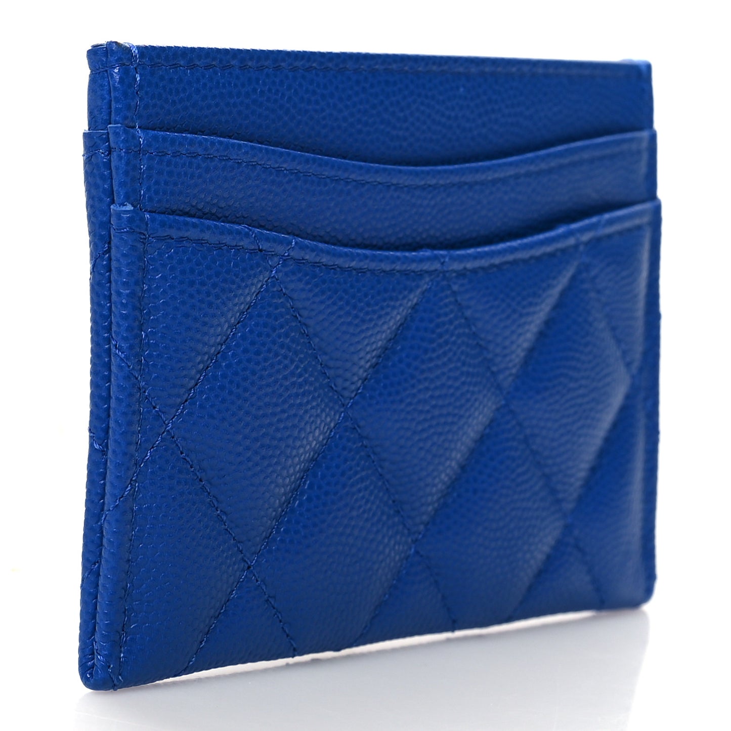 Caviar Quilted Card Holder Blue