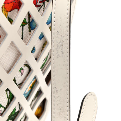 Gucci Canvas Flora Floral Calfskin Medium Cutout Shoulder Bag White Multicolor 12 of 12