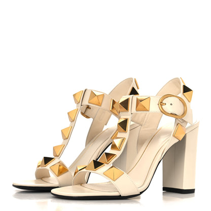Valentino Garavani Calfskin Roman Stud 90mm Sandals 37 Light Ivory 4 of 11