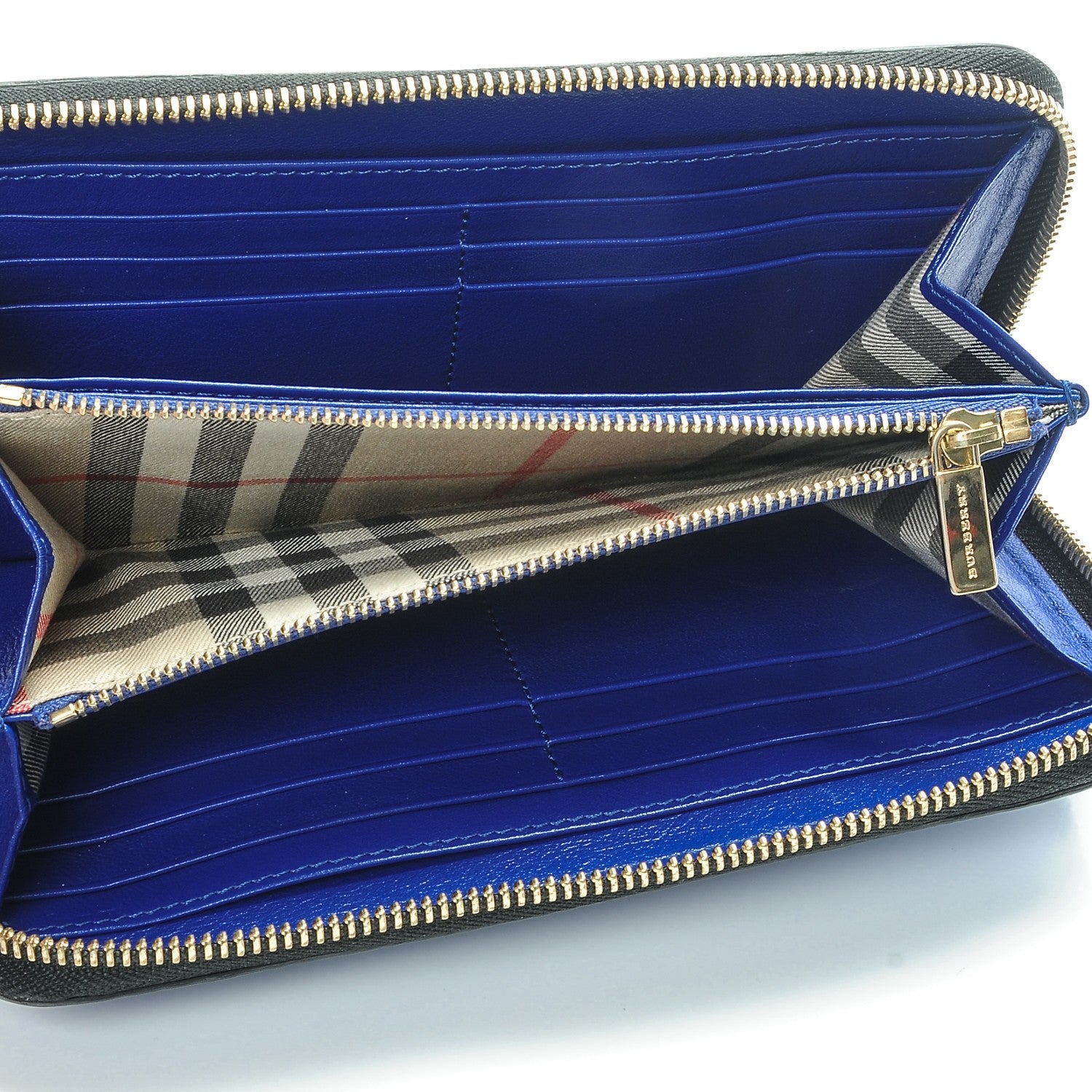 Burberry Calfskin Ziggy Zip Around Wallet Brilliant Blue 5 of 8