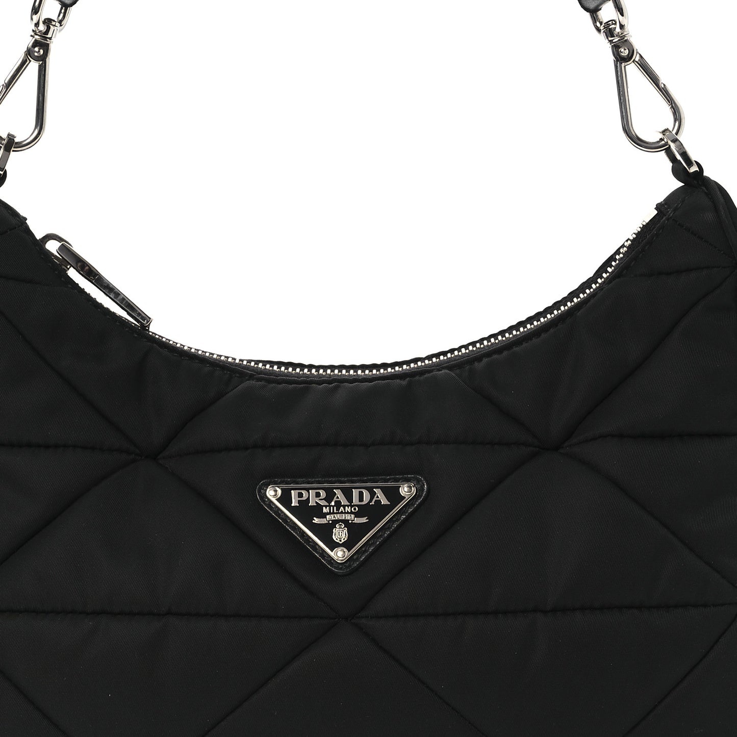 Re-Nylon Triangle Padded Patchwork Shoulder Bag Black