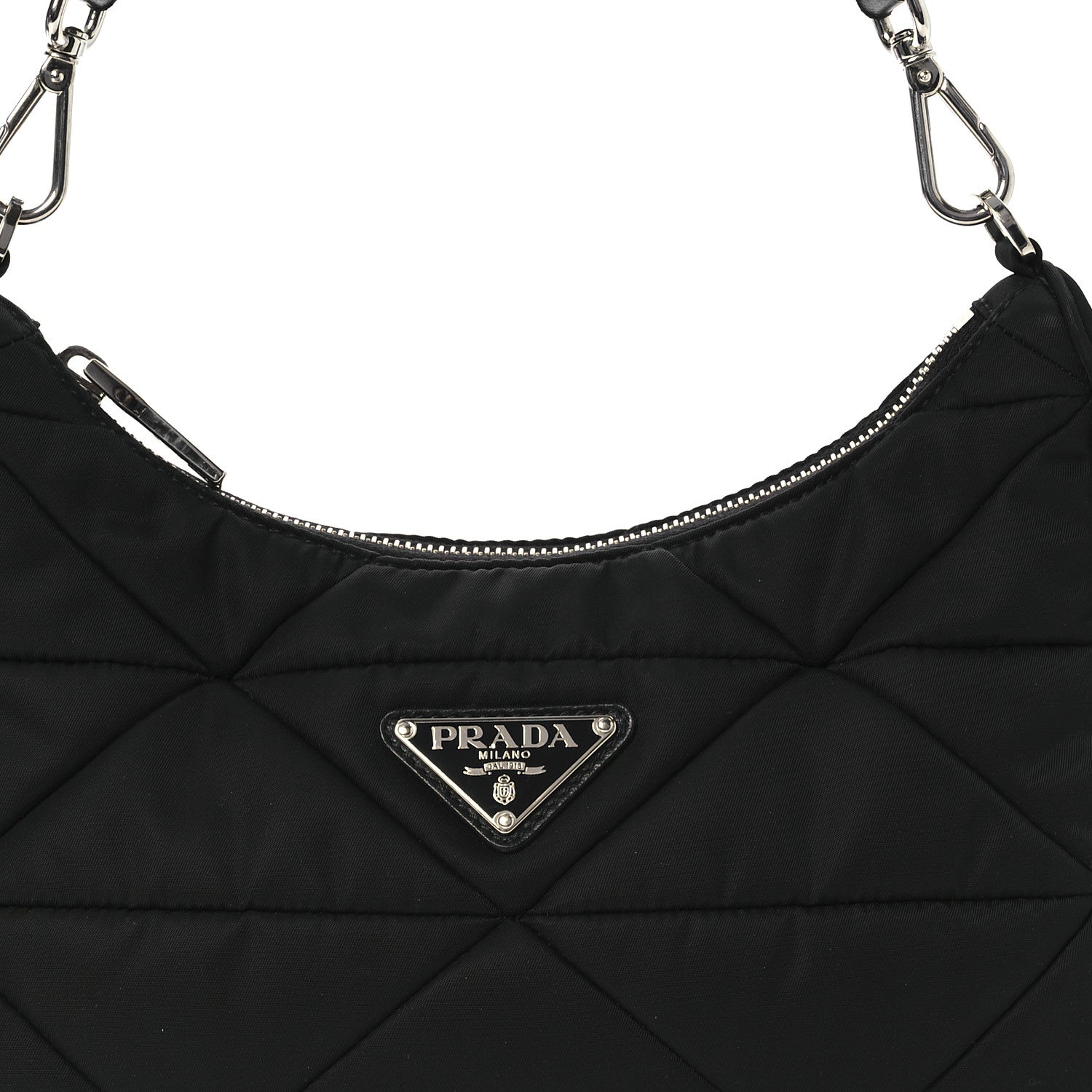Prada Re-Nylon Triangle Padded Patchwork Shoulder Bag Black 9 of 17
