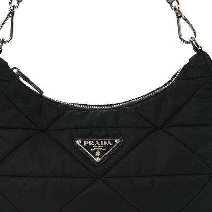 Prada Re-Nylon Triangle Padded Patchwork Shoulder Bag Black 9 of 17
