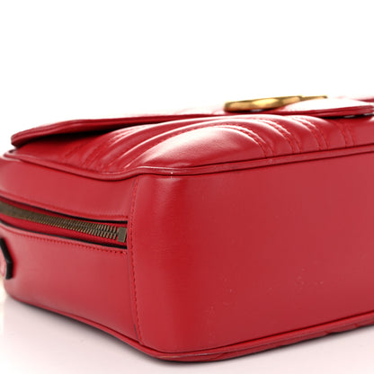 Gucci Calfskin Matelasse Sylvie Web Small GG Marmont Top Handle Shoulder Bag Hibiscus Red 8 of 11