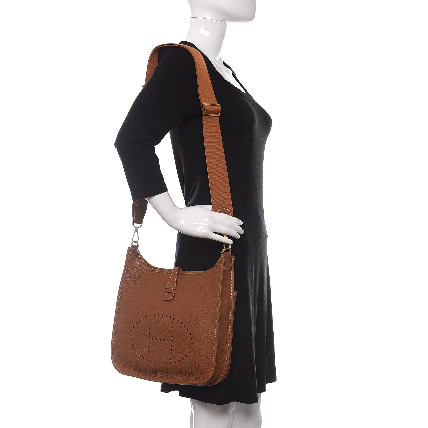 Hermes Taurillon Clemence Evelyne III PM Gold 2 of 11