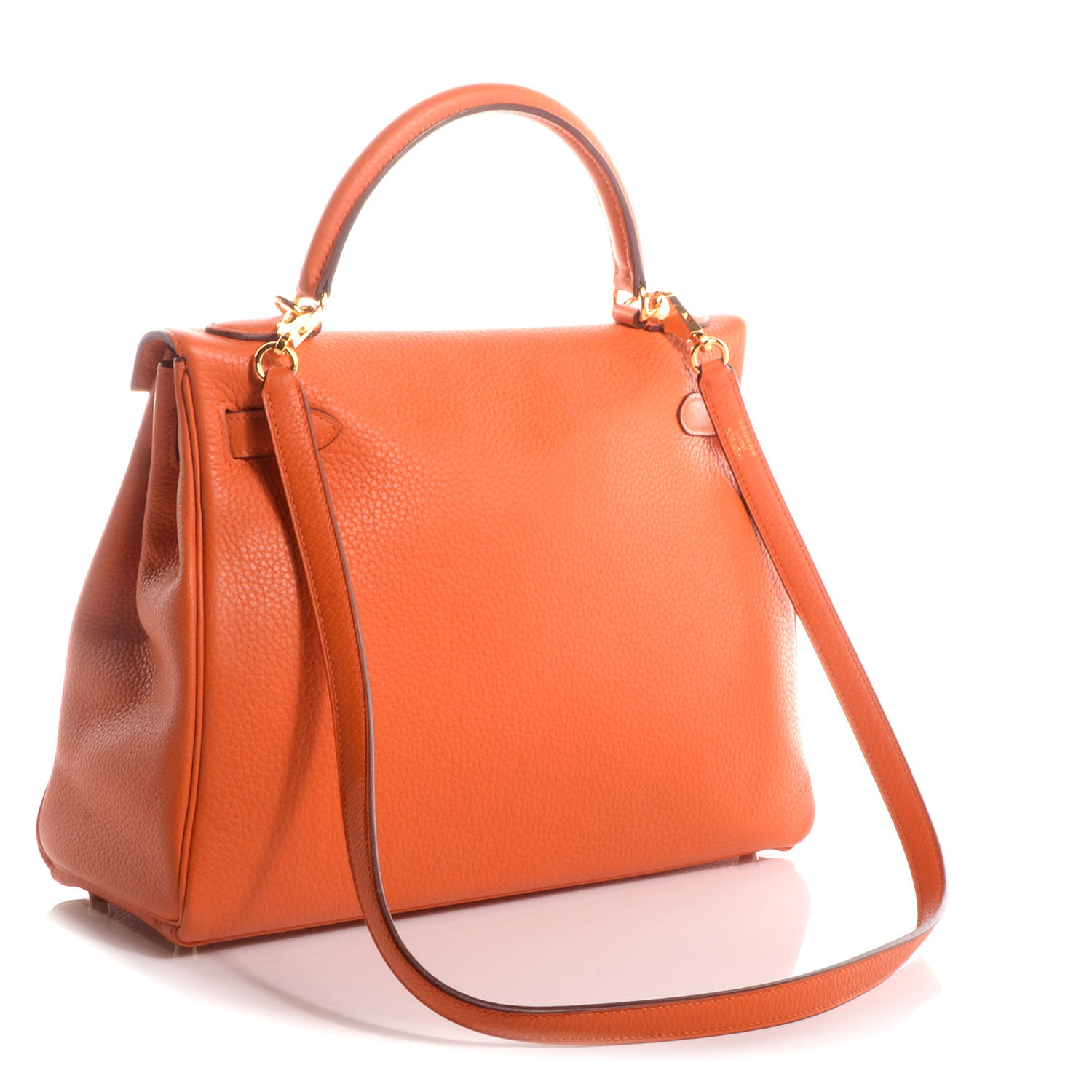 Hermes Taurillon Clemence Kelly Retourne 32 Orange 3 of 10