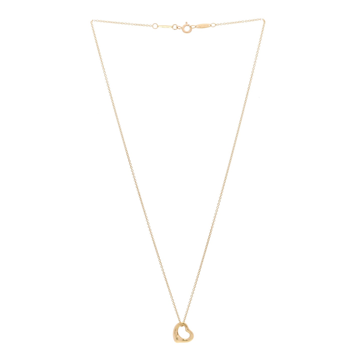 18K Yellow Gold 11mm Elsa Peretti Open Heart Pendant Necklace