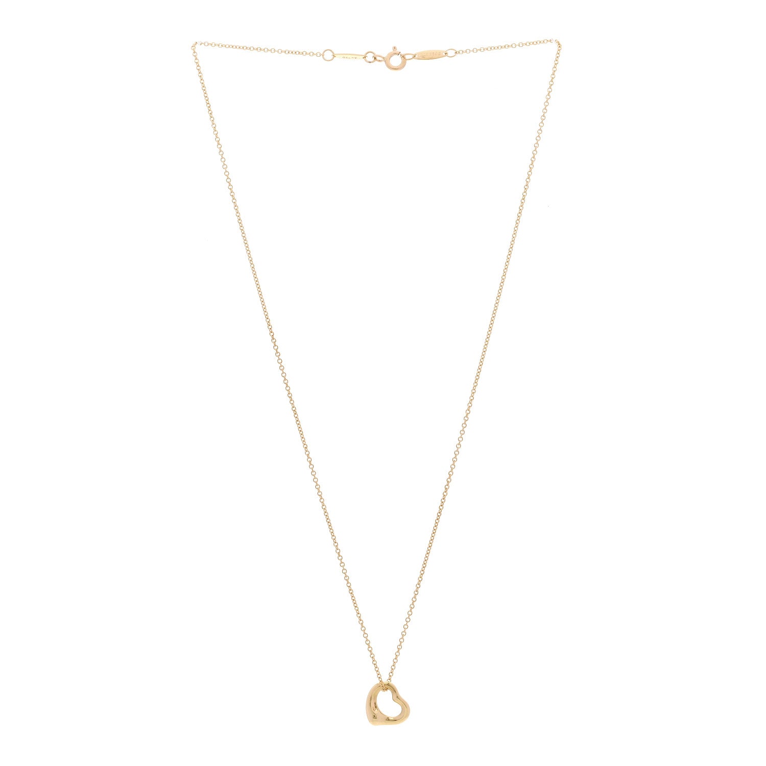Tiffany 18K Yellow Gold 11mm Elsa Peretti Open Heart Pendant Necklace 3 of 6
