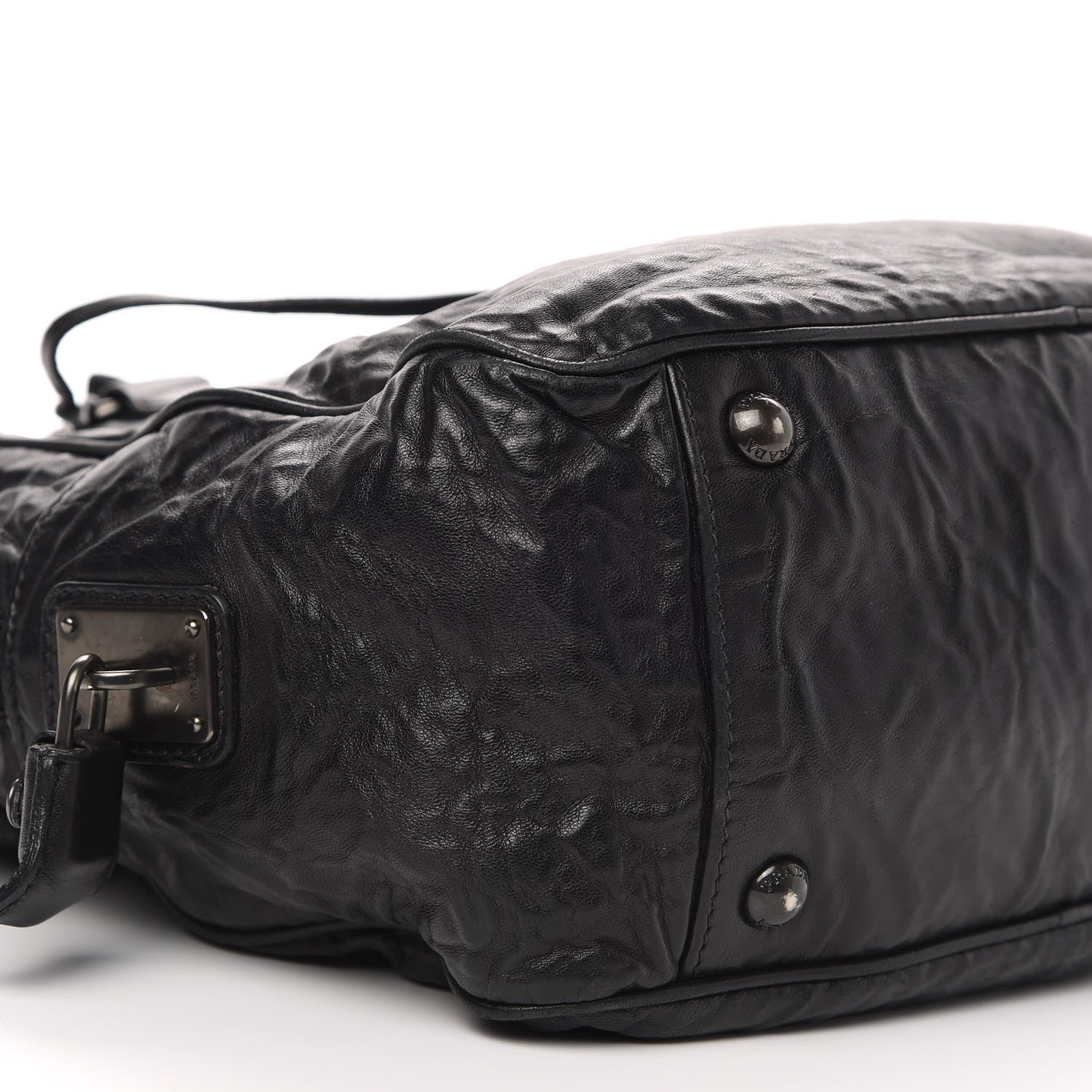 Prada Nappa Antique Shoulder Bag Black 8 of 12