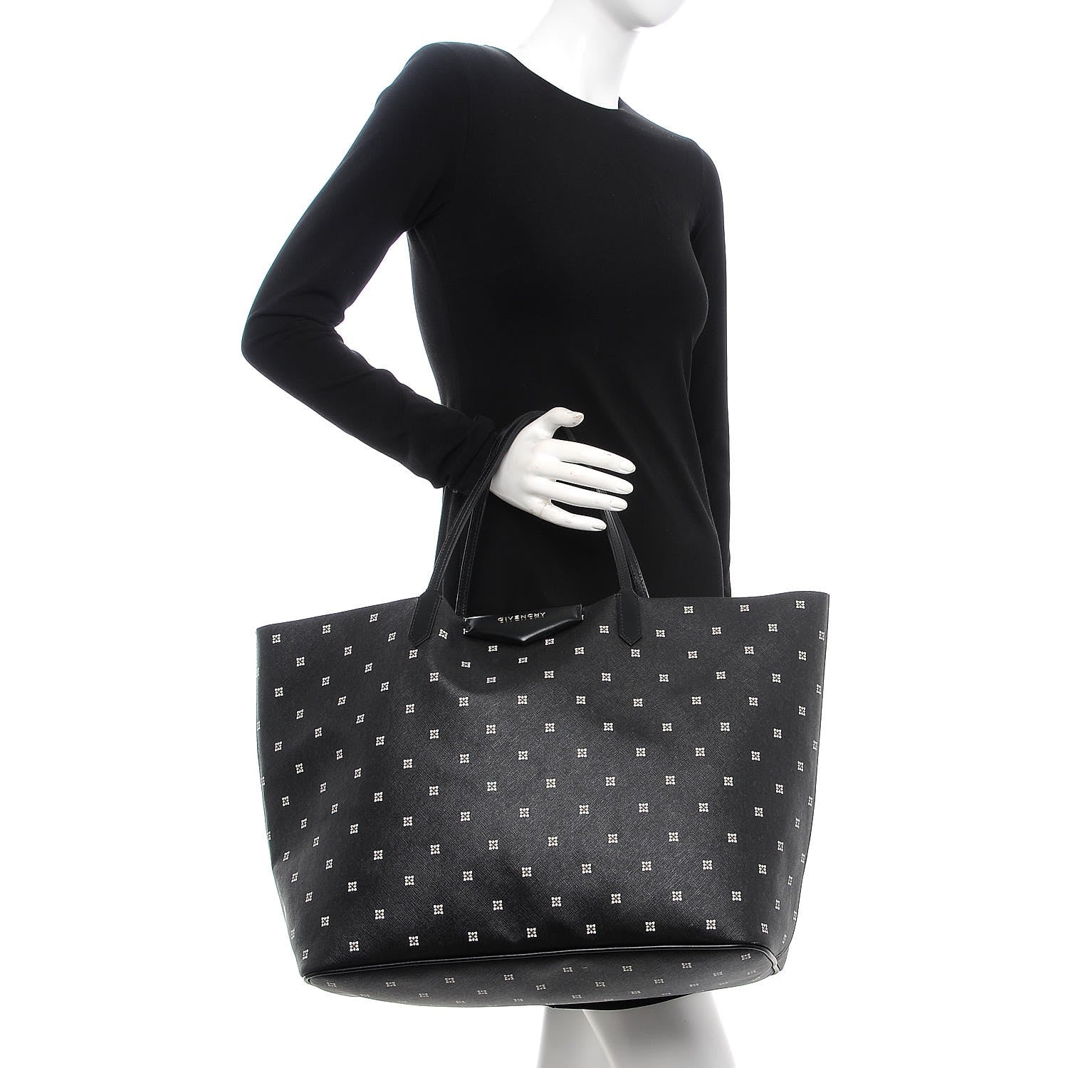 Givenchy Textured Coated Canvas Mini Lilies Print Large Antigona Tote Black 2 of 8