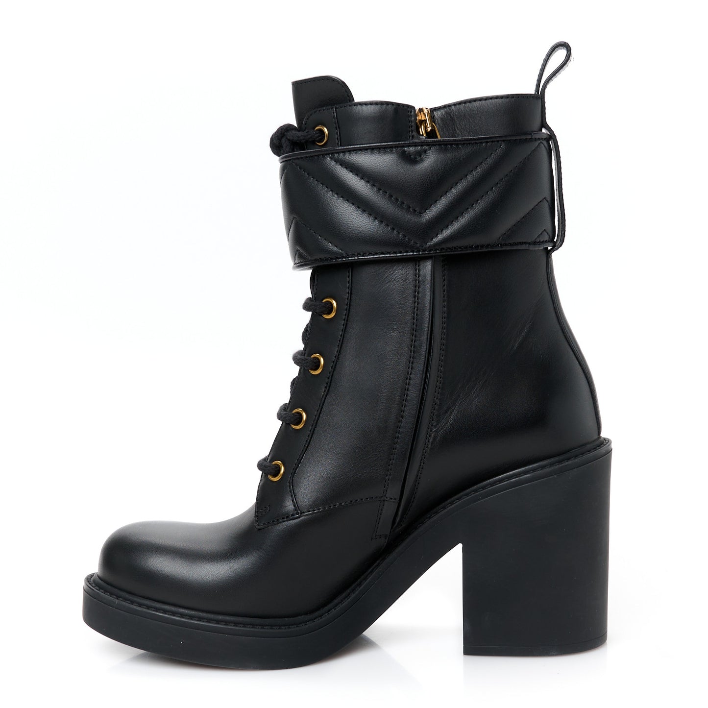 Flores Calfskin Nappa Charlotte Matelasse Ankle Boots 37.5 Black