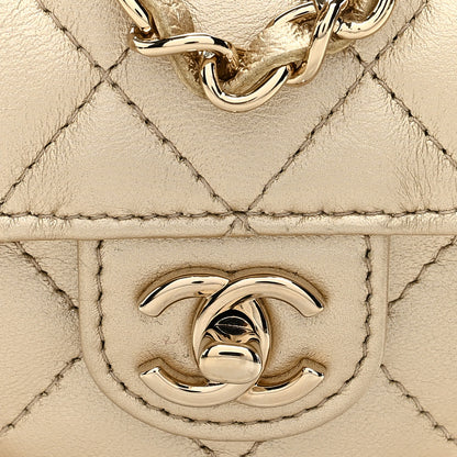 Chanel Metallic Lambskin Quilted CC In Love Heart Waist Belt Bag With Chain Gold 8 of 10