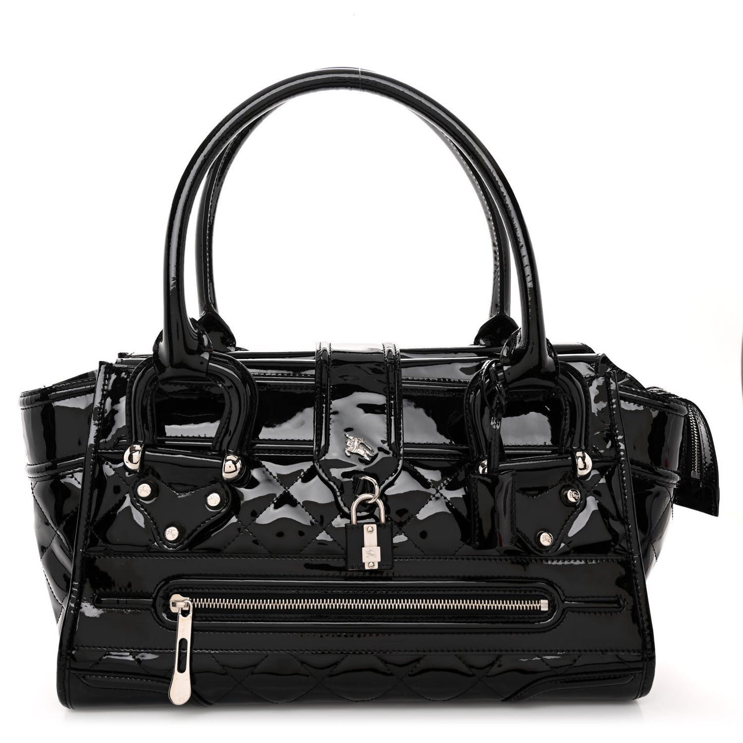 Patent Quilted Large Manor Tote Black