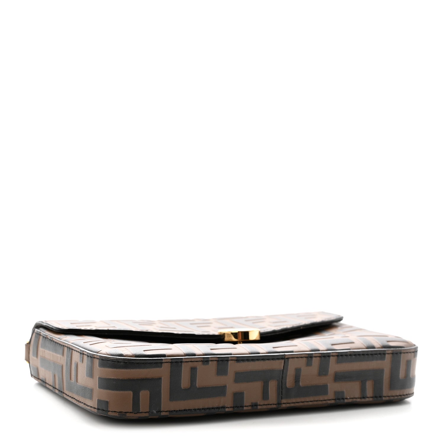 Fendi Vitello Soft F is Fendi Bi-Color FF 1974 Embossed Envelope Wallet On Chain with Pouches Maya Black 5 of 12