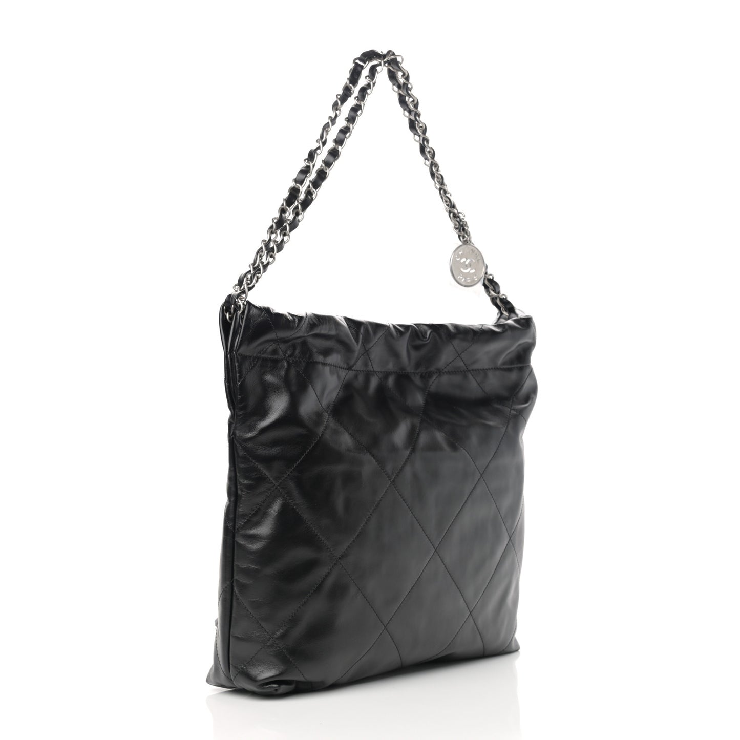 Shiny Calfskin Quilted Small Chanel 22 Black