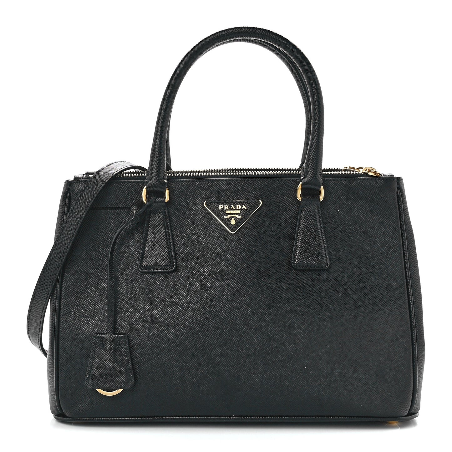 Saffiano Small Galleria Double Zip Tote Black