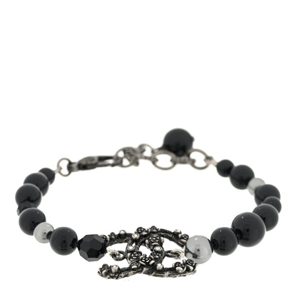 Chanel Pearl Crystal CC Camellia Bracelet Ruthenium Black 1 of 3