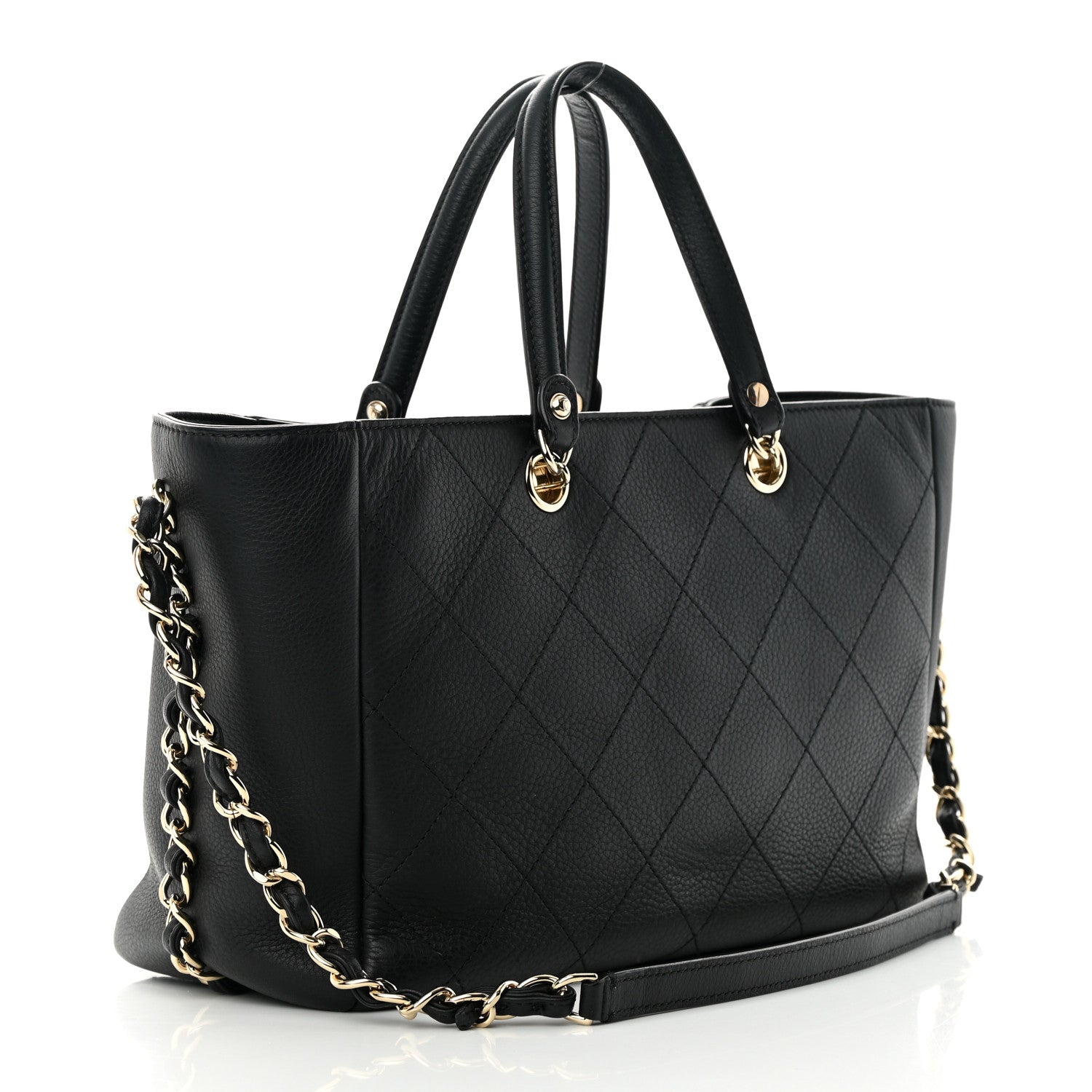 Chanel Bullskin Stitched Small Shopping Tote Black 3 of 10