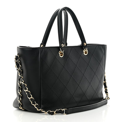 Chanel Bullskin Stitched Small Shopping Tote Black 3 of 10