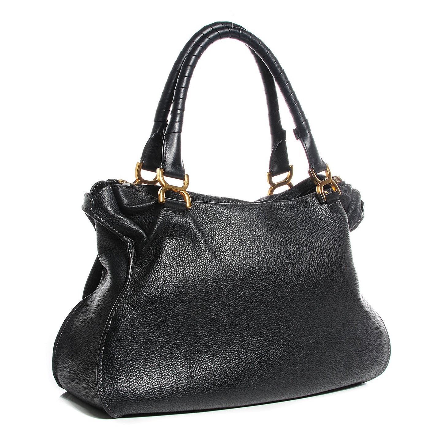 Calfskin Large Marcie Satchel Black