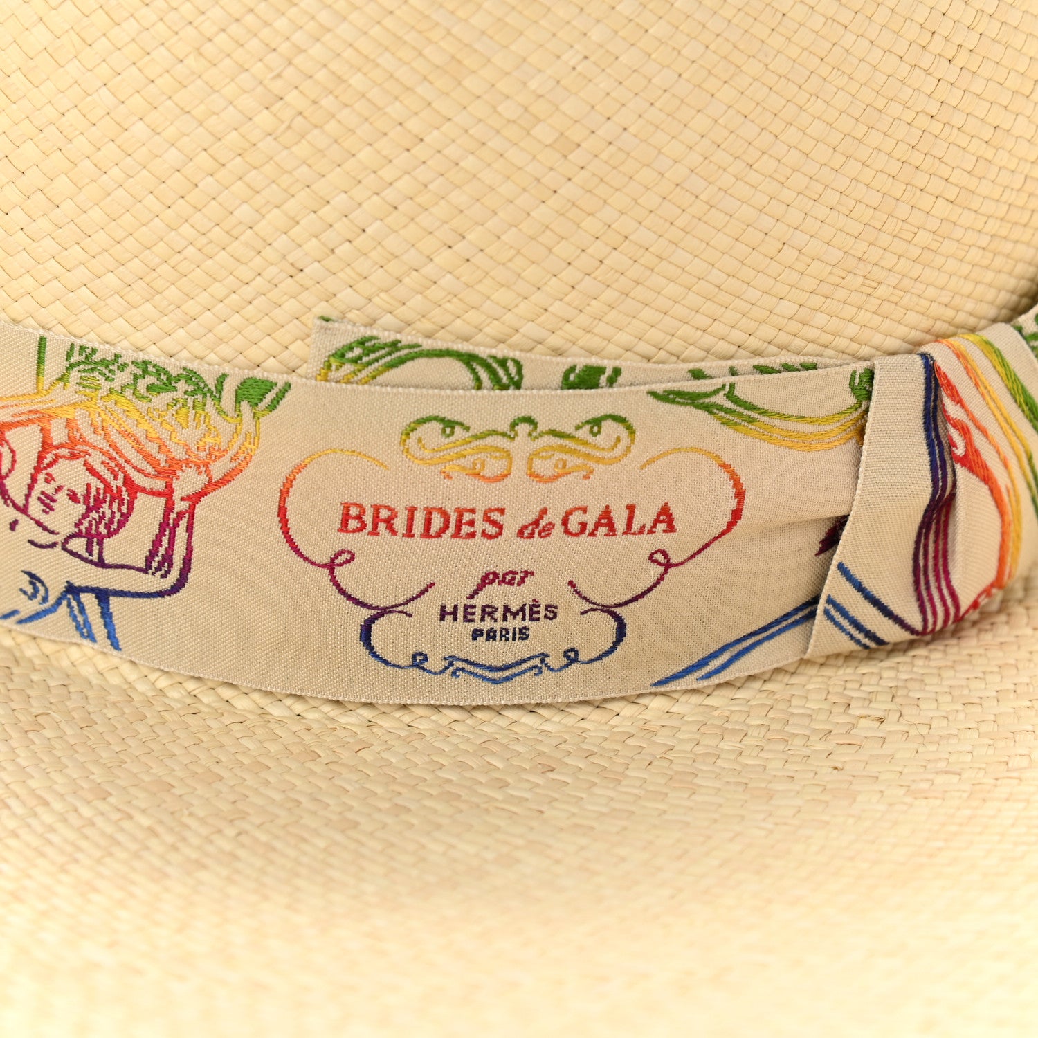 Hermes Straw Brides De Gala Panama Carrousel Hat 56 Naturel Multicolore 7 of 11