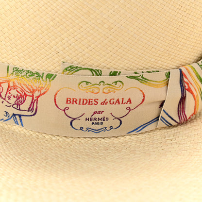 Hermes Straw Brides De Gala Panama Carrousel Hat 56 Naturel Multicolore 7 of 11
