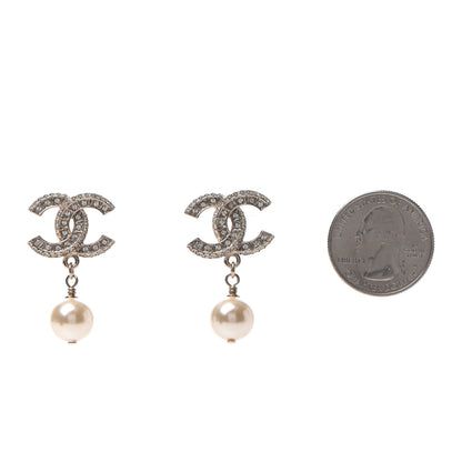 Chanel Crystal Pearl CC Drop Earrings Gold 2 of 4
