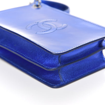 Chanel Metallic Patent Crossbody CC Phone Holder Blue 8 of 9