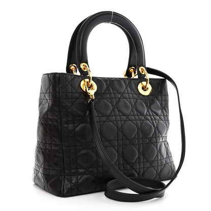 Christian Dior Lambskin Cannage Medium Lady Dior Black 3 of 10