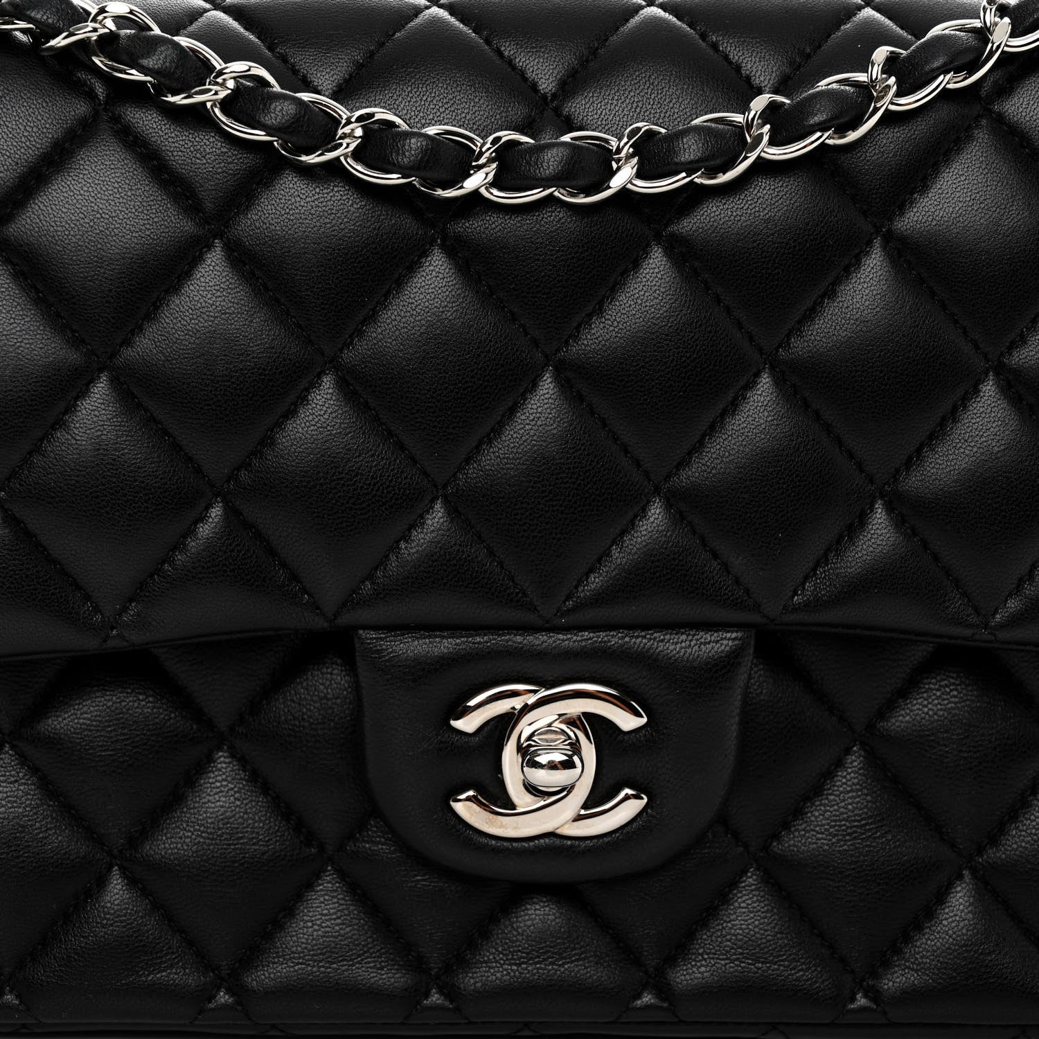 Chanel Lambskin Quilted Medium Double Flap Black 8 of 10