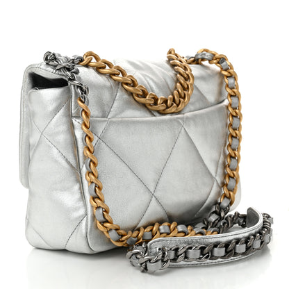 Chanel Metallic Lambskin Quilted Medium Chanel 19 Flap Silver 3 of 11