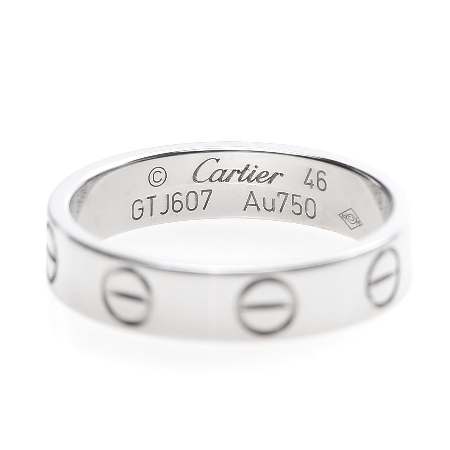 18K White Gold 3.5mm LOVE Wedding Band Ring 46 3.75