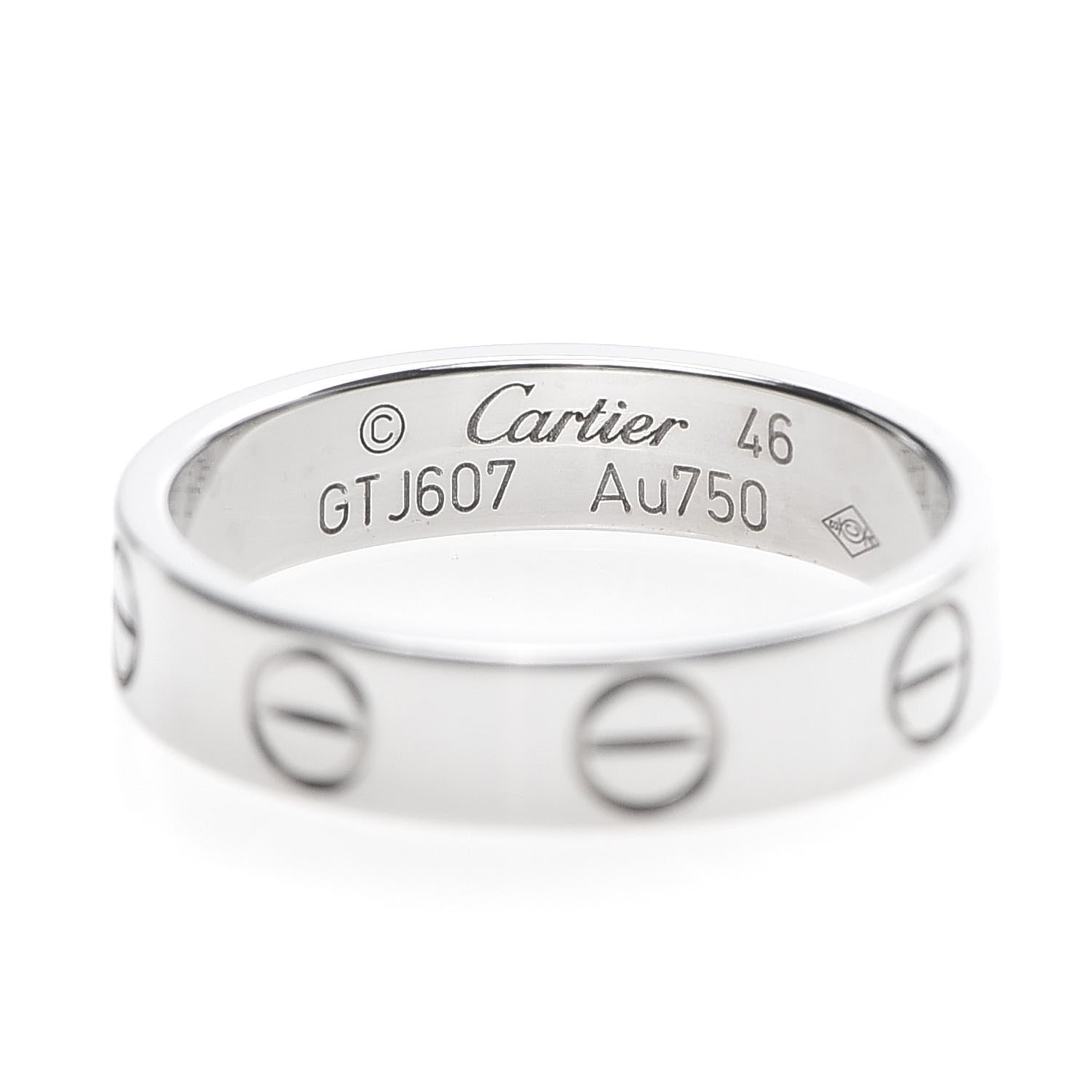 Cartier 18K White Gold 3.5mm LOVE Wedding Band Ring 46 3.75 4 of 5