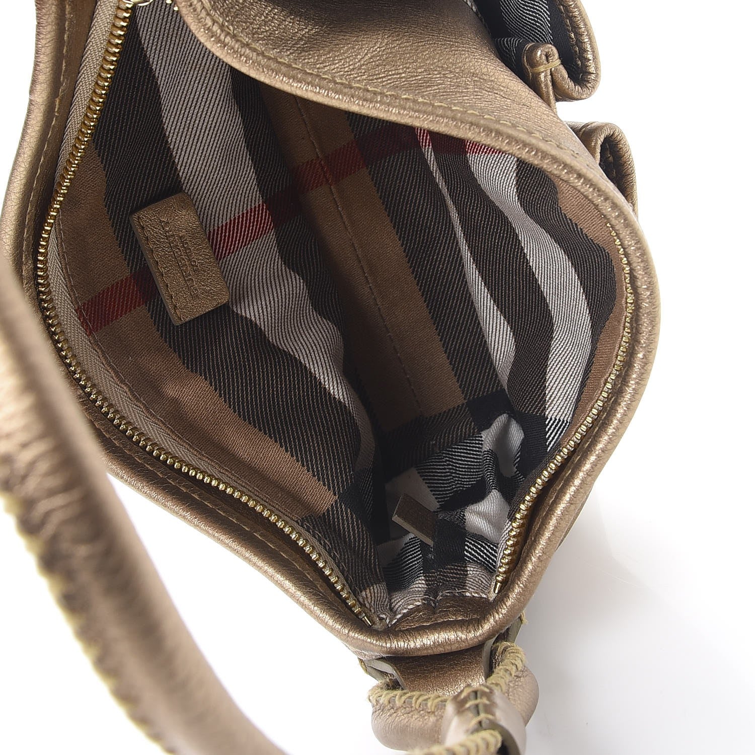 Burberry Metallic Grainy Calfskin Hobo Gold 5 of 8