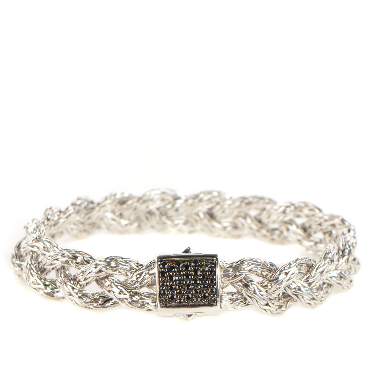 John Hardy Sterling Silver Black Sapphire 15mm Braided Classic Chain Bracelet 1 of 6