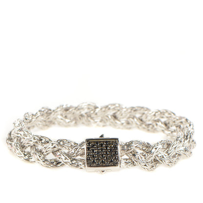 John Hardy Sterling Silver Black Sapphire 15mm Braided Classic Chain Bracelet 1 of 6
