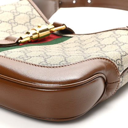 Gucci GG Supreme Monogram Azalea Calfskin Web Small Jackie 1961 Hobo Beige Ebony Brown Sugar 10 of 10