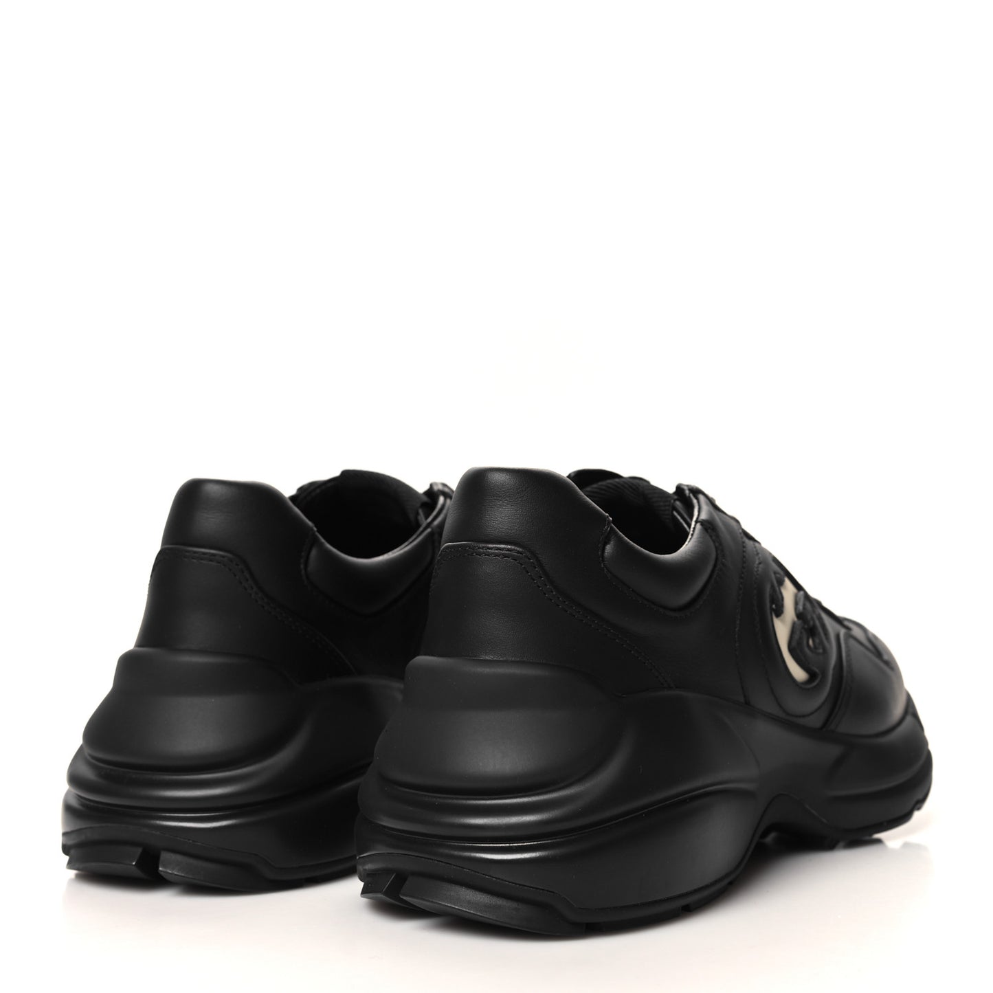 Dali Soft Calfskin Cut Out Interlocking G Womens Rhyton Sneakers 36.5 Black Ivoire