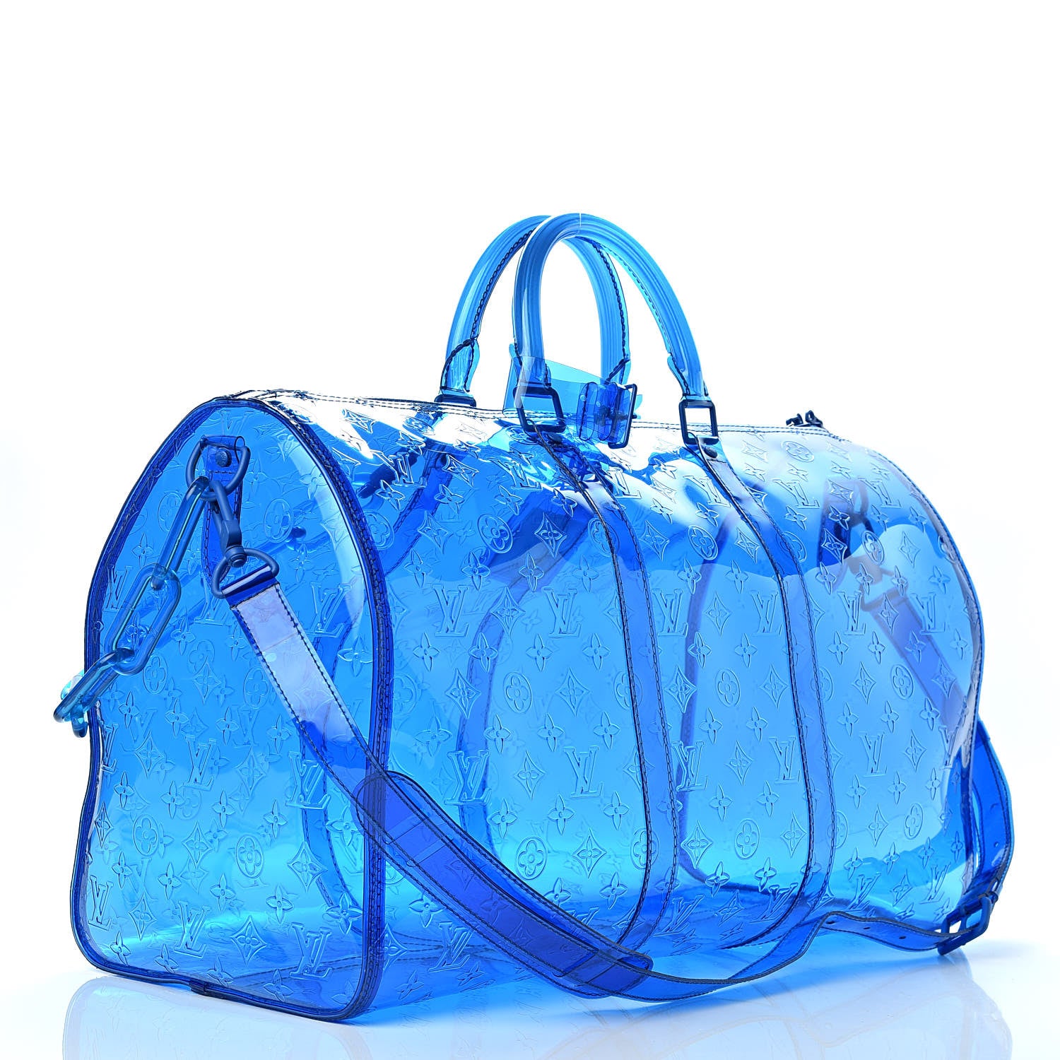 Louis Vuitton PVC Monogram Keepall Bandouliere 50 Blue 3 of 8