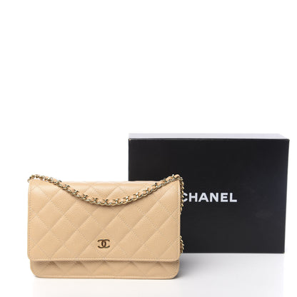 Chanel Caviar Quilted Wallet On Chain WOC Beige 13 of 13
