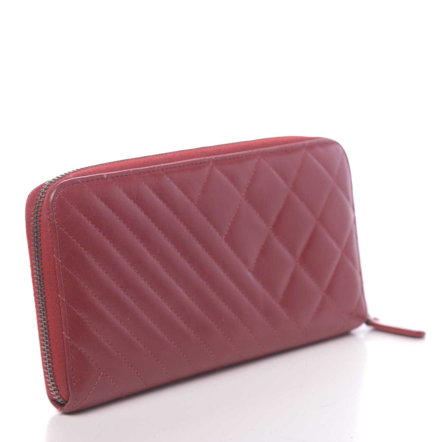 Chanel Glazed Calfskin Coco Boy Large Gusset Zip Around Wallet Red 3 of 13